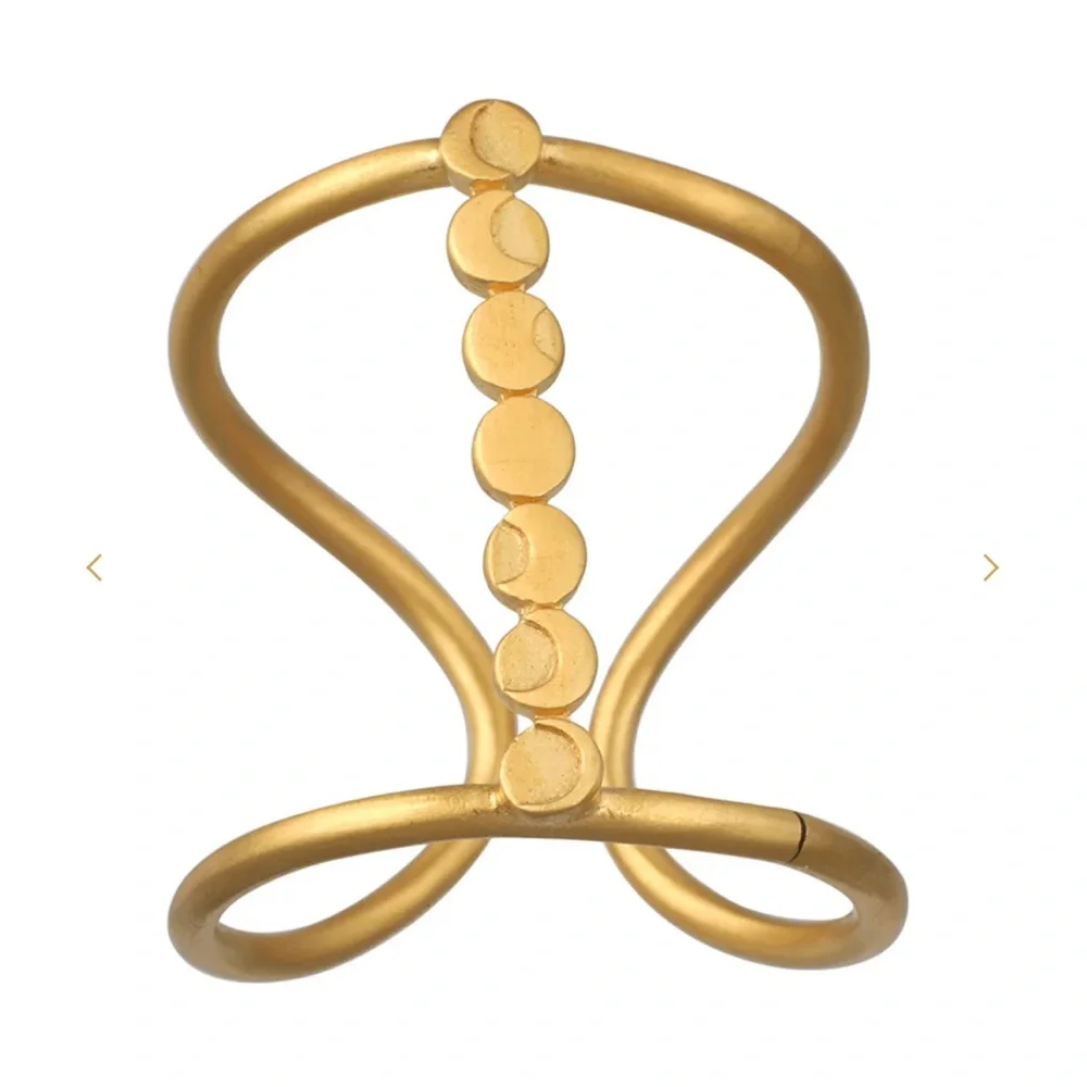SATYA JEWELRY Cycles of the Goddess Moon Adjustable Gold Ring - Picture 1 of 8